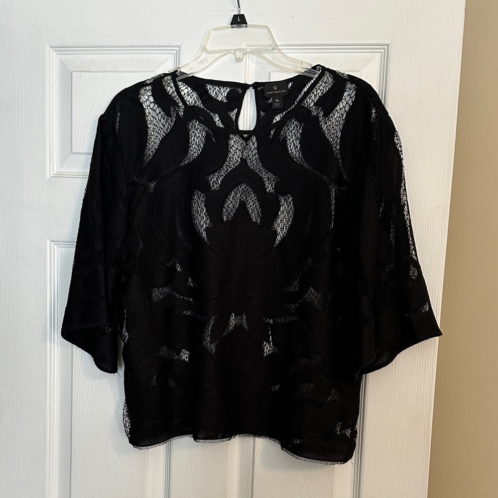 Worthington Black Lace Blouse